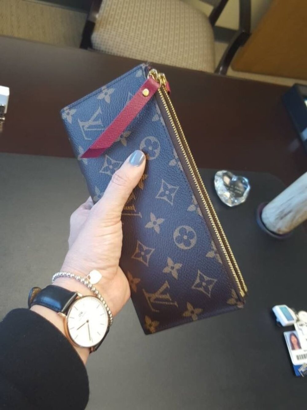 Louis Vuitton Monogram Clémence Wallet featuring the iconic brown monogramcanvas